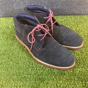Ted Baker London Chukka Boots Suede Mens SZ 9 Dainos 3 Blue With Coral Lace Up